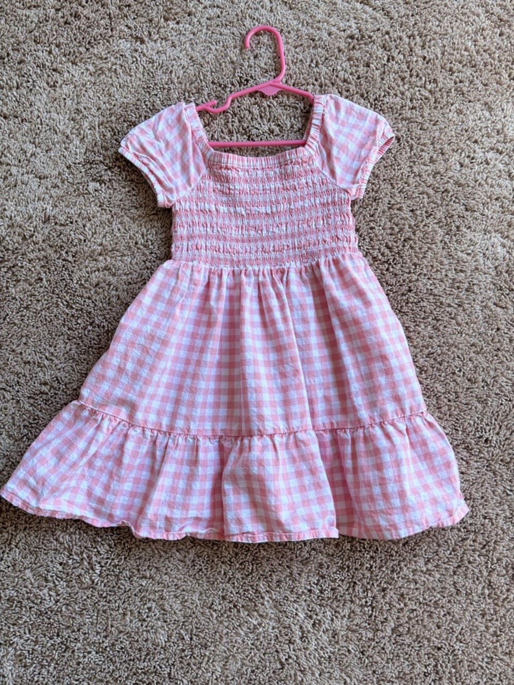 The Children's Place Pink Gingham Smocked Short-Sleeve Dress